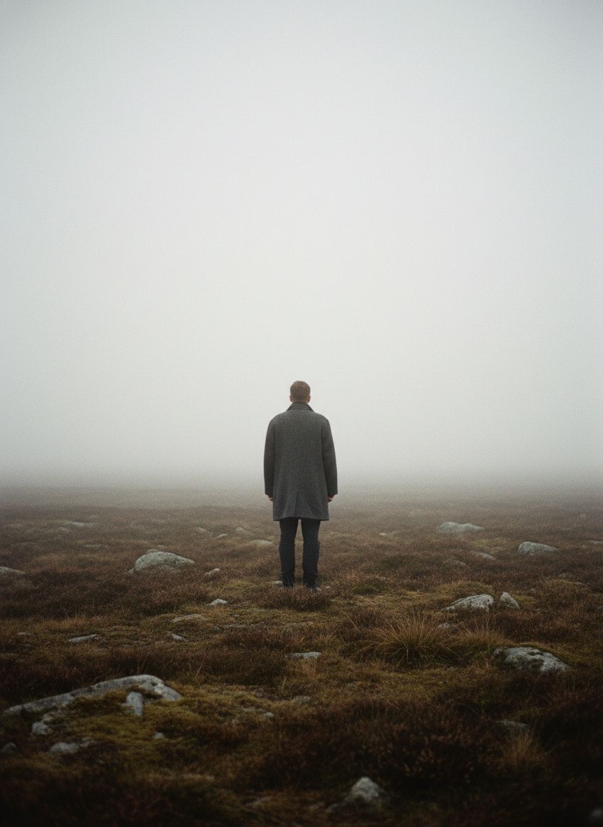 Figure in misty field